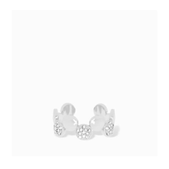 MARLYN SCHIFF Silver Disc Pave Adjustable Ring OS - Picture 2 of 6